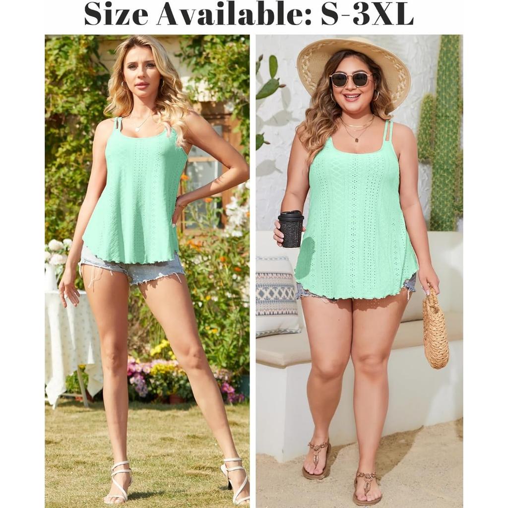 CHARMLEAKS Женские майки со встроенным бюстгальтером, бретельки с струящимися люверсами и вышивкой, регулируемые рубашки на тонких бретелях, рубашки S-3XL