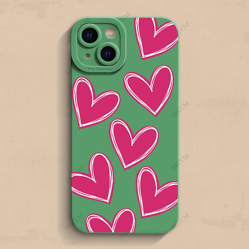 Роскошный красный чехол для телефона с сердечком любви из мягкого силикона для iPhone 15 14 13 12 11 Pro Max Mini XR X XS Max 7 8 Plus матовая задняя крышка