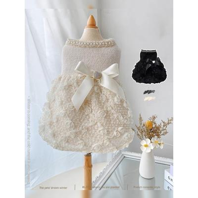 Черно-белая новая хлопковая юбка, маленький молочный щенок, маленькое тело, плюшевый щенок, мальтийская болонка, осенне-зимняя одежда