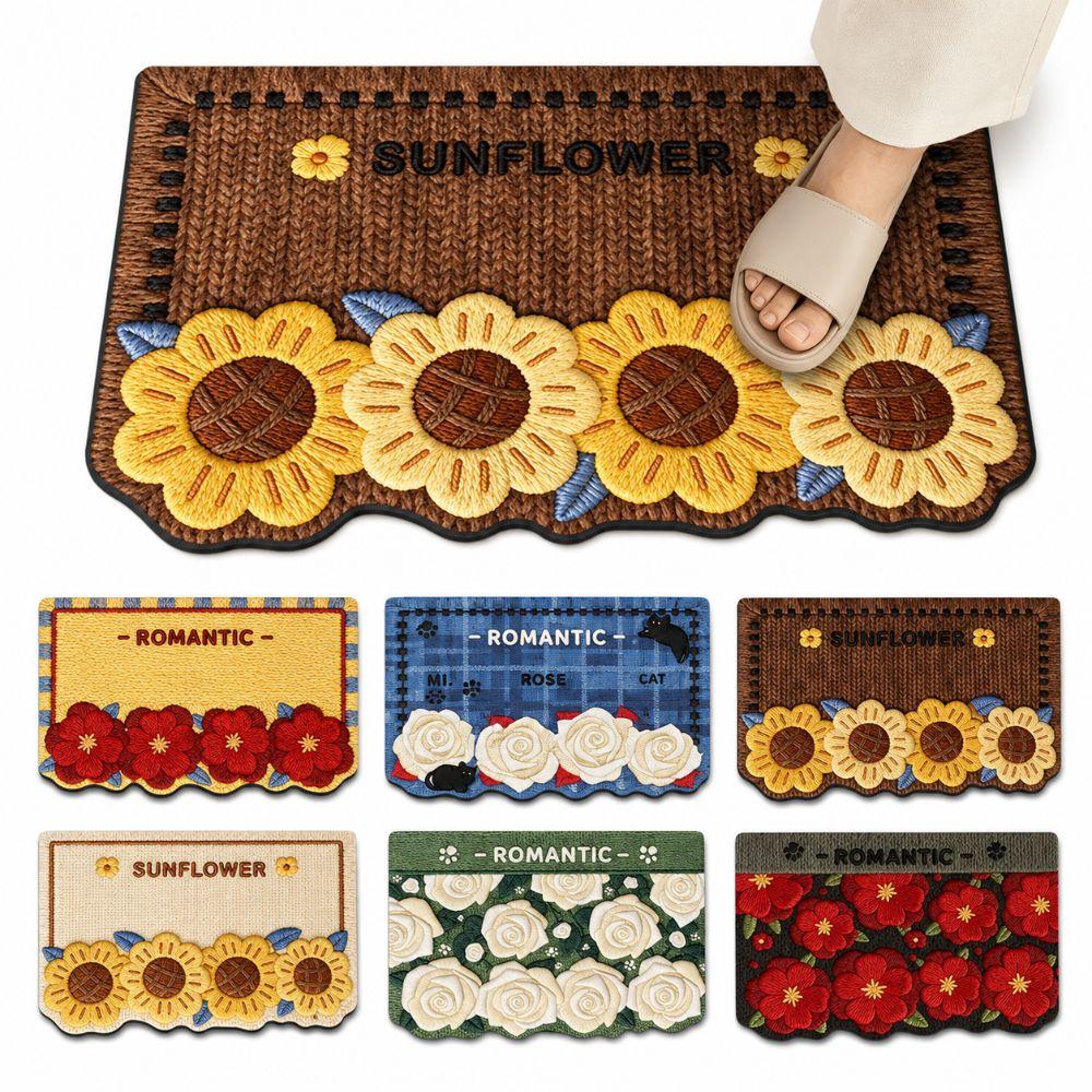 Roses/Sunflowers Bathroom Carpet Soft Bedroom Door Small Rug Durable Entrance Carpet Table Bedside