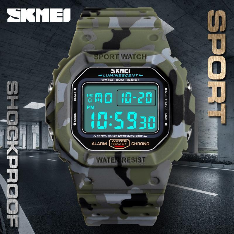 Мужские студенческие часы Moment Beauty, многофункциональные, квадратные, противоударные, креативные, камуфляжные, для спорта на открытом воздухе, электронные часы