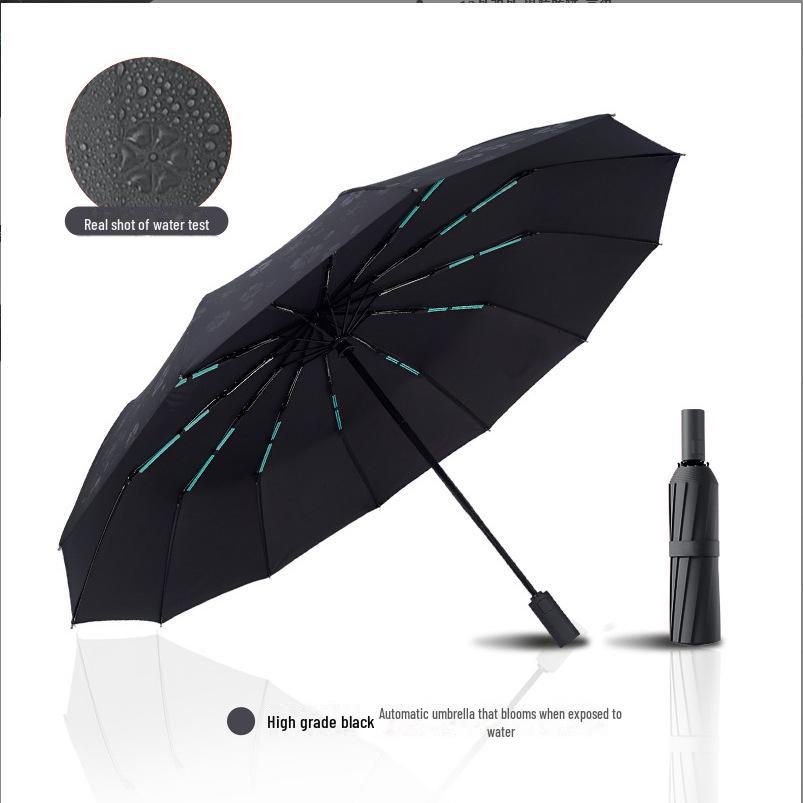 Водонепроницаемый автоматический зонт большого размера с 16 спицами и изогнутой ручкой для мужчин и женщин