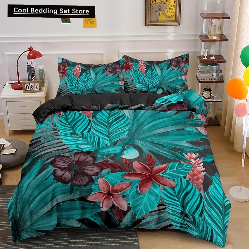Комплект постельного белья «Природа» с изображением тропических зеленых листьев, джунглей и растений, пододеяльник с 3D-ботаническим рисунком из полиэстера