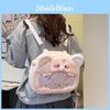 Pink Cartoon Pig Plush Bags Ergonomic Design Amples Storage Leisures School
