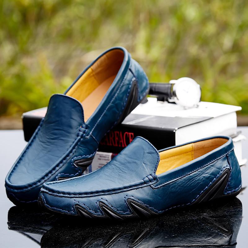 Plus Size Split Leather Shoes Men Loafers Comfortable Casual Shoes Men Flats Moccasins Men Footwear