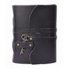 Vintage Handmade Leather Diary with Antique Key Closure (A5) - 200 Handmade Deckle Edge Pages - Black Color