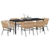 Garden Dining Set 7 pcs Brown Powder Coated Steel