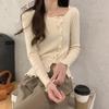 Irregular Slit Ruffle Trim Women's Slim Fit Knit Sweater - 2023 Autumn/Winter Collection