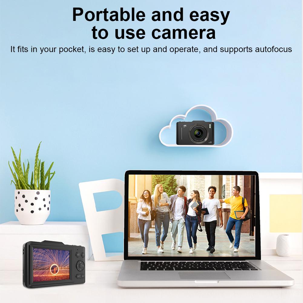 Цифровая CCD-камера HD 4K 48 МП с 16-кратным зумом, камера типа «наведи и снимай», 2,8-дюймовый экран, фото-видеокамера для мальчиков, девочек, подростков