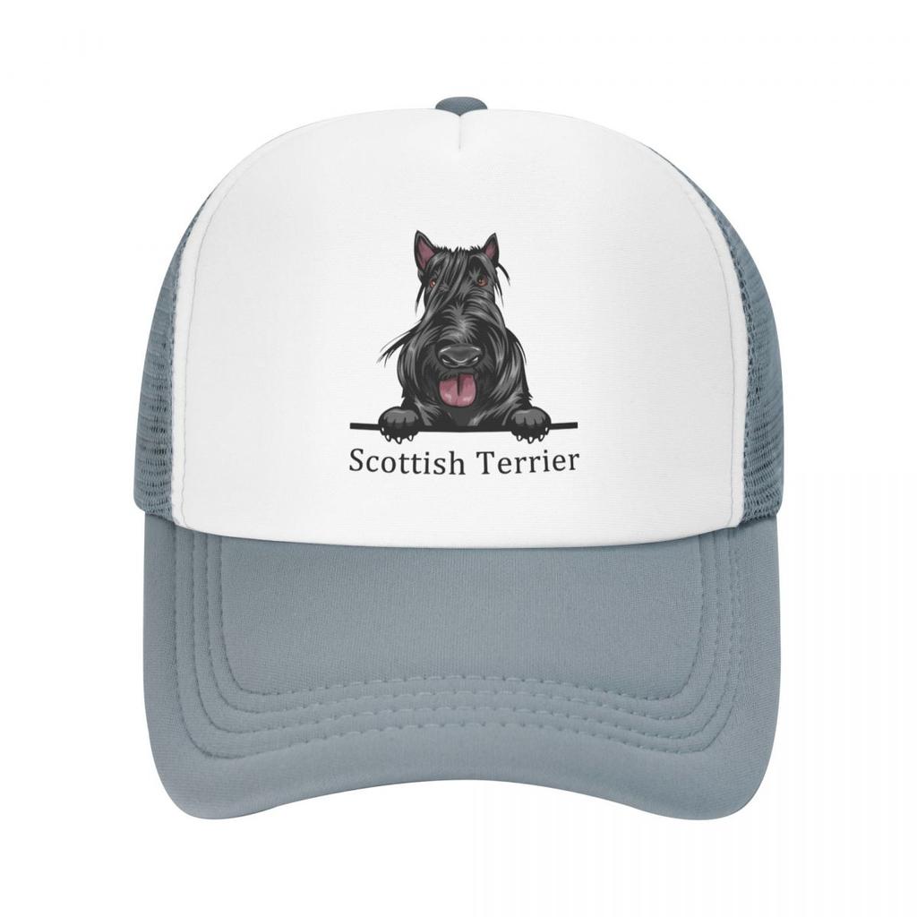 Punk Unisex Peeking Dog Scottish Terrier Trucker Hat Adult Pet Animal Adjustable Baseball Cap for Unisex WoUnisex Sports Snapback Caps