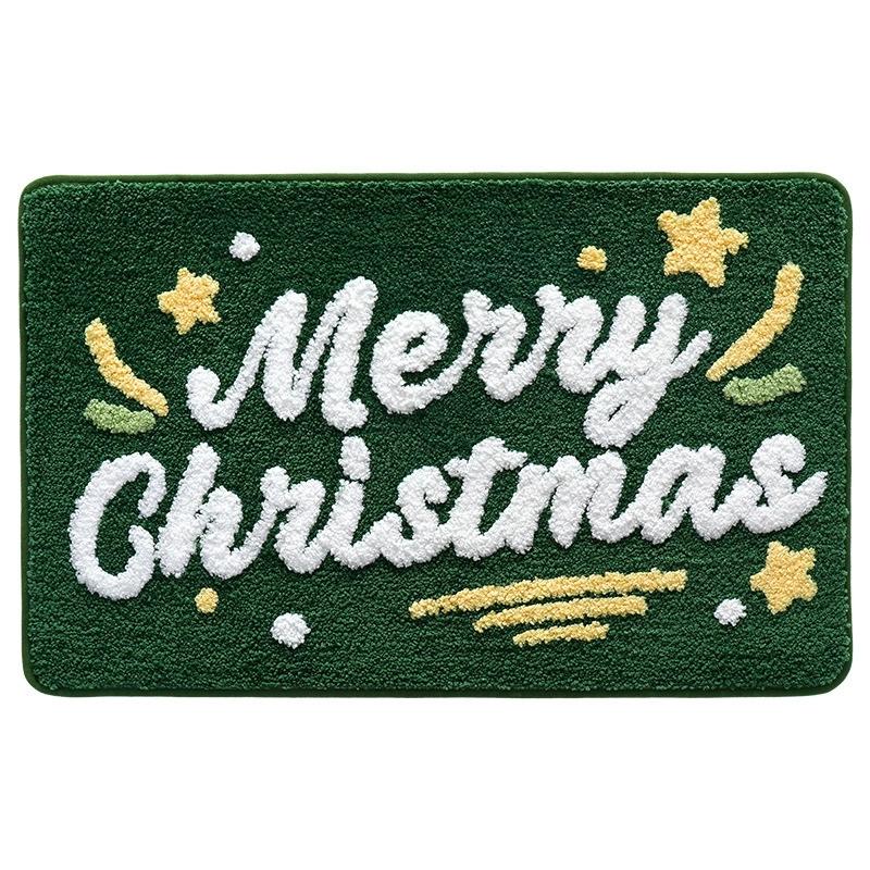 Christmas Tufting Bathroom Mat Soft Tufted Snowman Bedroom Carpet Bedside Rug Floor Non Slip Pad Aesthetic Home Holiday Decor