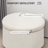 Footstool with 97 L Storage Space, Corduroy Fabric, Foam, Seat Stool, Beige