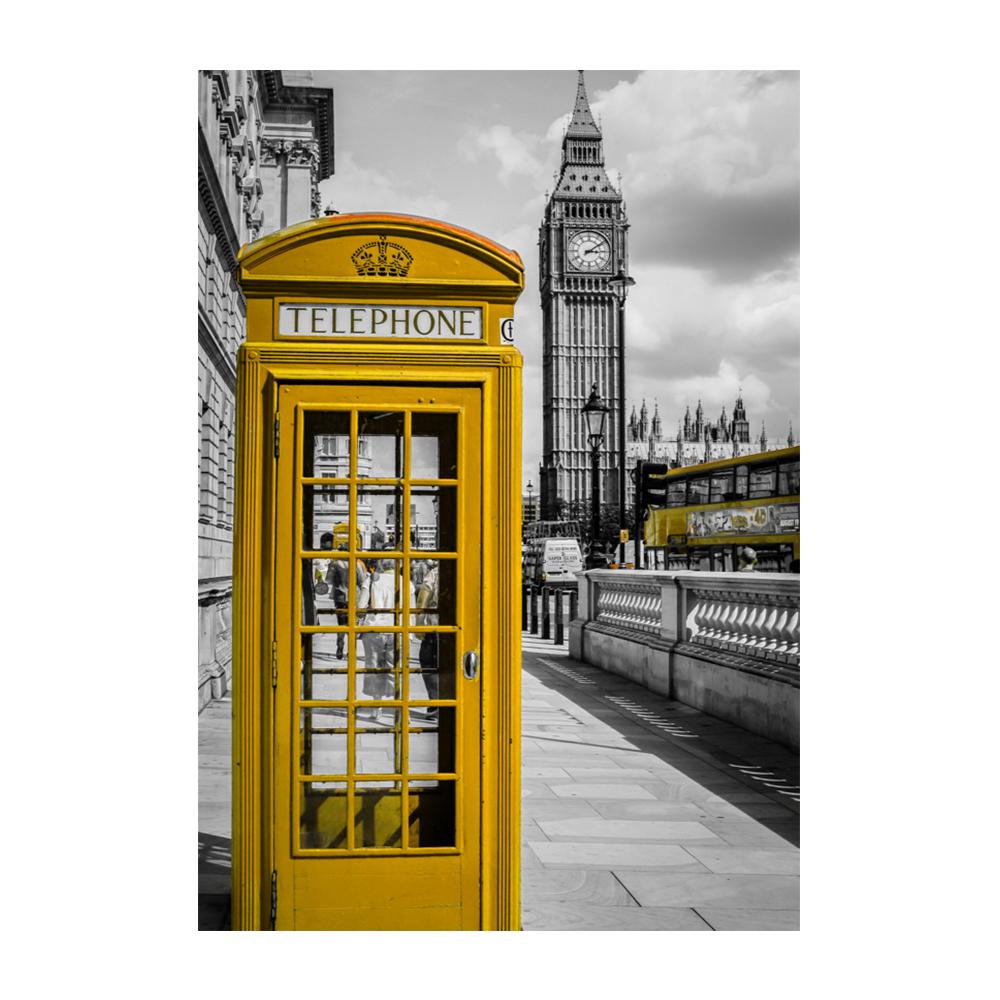 3 предмета Life Wall Art Лондон Красная телефонная будка Автобусный зонтик Печать на холсте Черно-белые фотографии города для дома Современное украшение Декор для гостиной 3 шт.
