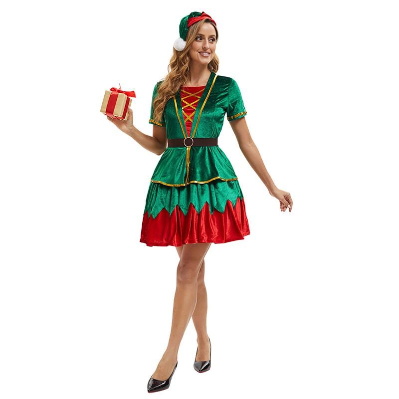 Christmas Green Dress Adult Couple Stage Performance Outfit 18-24 Years M XL