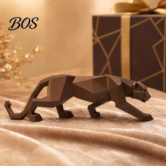 Ползущий Гепард Домашний Декор 3D Печатная Фигурка, Компактная Геометрическая Граненная Скульптура, Элегантный Настольный Аксессуар Минималистичная Статуэтка Леопарда