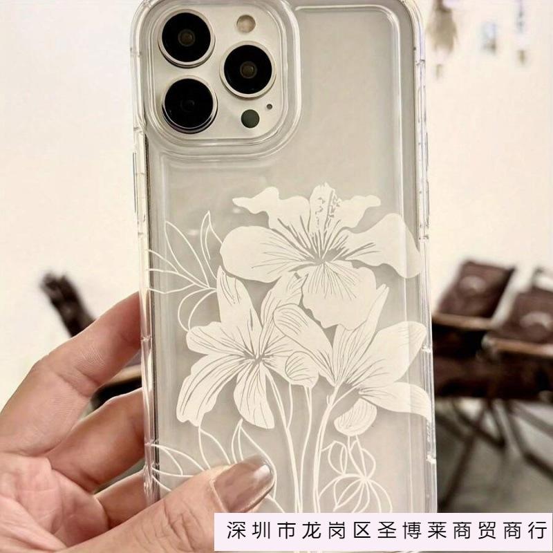 Белый цветок для iPhone16 подушка безопасности 15 Apple 14 чехол для мобильного телефона 13promax прозрачный 12 продвинутый 11 взрыв