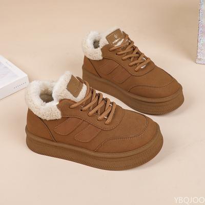 Обувь на толстой подошве для женщин, новые зимние теплые хлопковые туфли-хлебушки с простым удобным темпераментом, спортивные кеды для скейтбординга