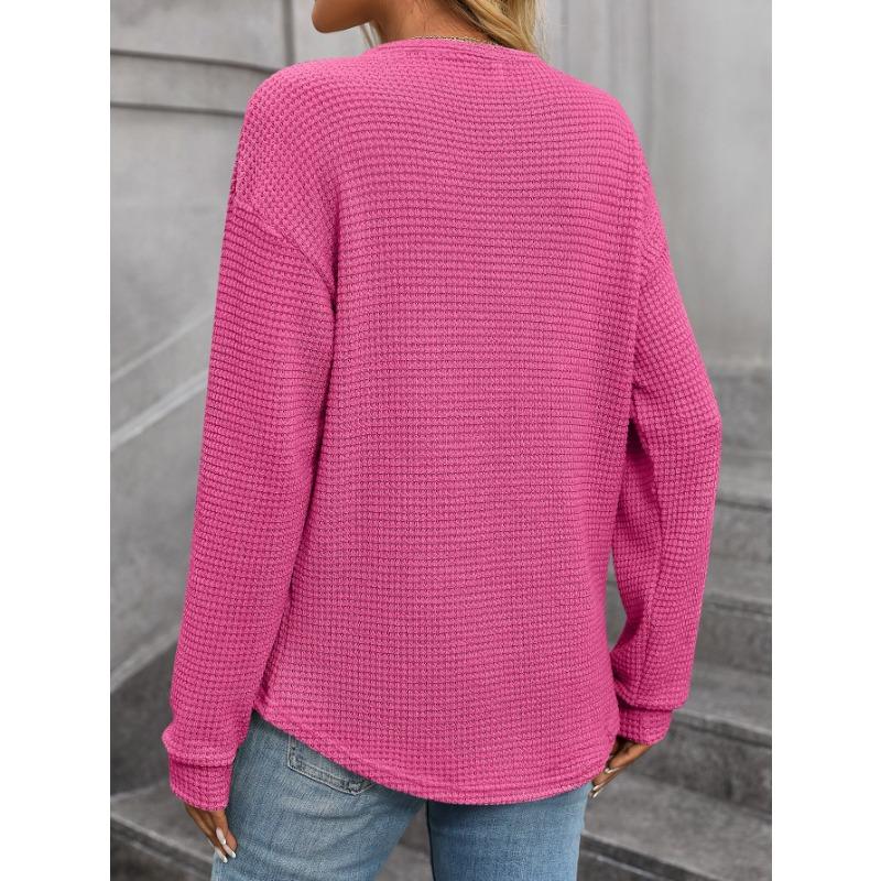 Женские модные повседневные весенне-осенние однотонные блузки и рубашки с круглым вырезом с длинными рукавами и принтом