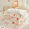 Floral Pattern Quilted Bedding Lace Pure Cotton Bed Skirt  Three Piece Set Mattress Protective Cover Anti Slip Bedspread Sheet