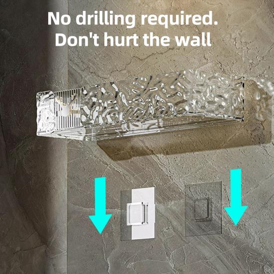 Стеллаж для хранения в ванной, настенная угловая полка, высокая несущая способность, большая вместимость, прозрачный держатель для макияжа, органайзер для душа