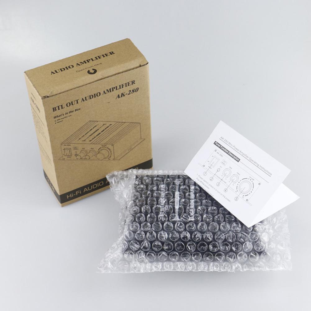 Цифровые усилители AK-280 Hi-Fi Басовый Стерео Усилитель мощности 12 В 40 Вт+40 Вт Двухканальный Музыкальный плеер Домашний кинотеатр RCA AUX Вход