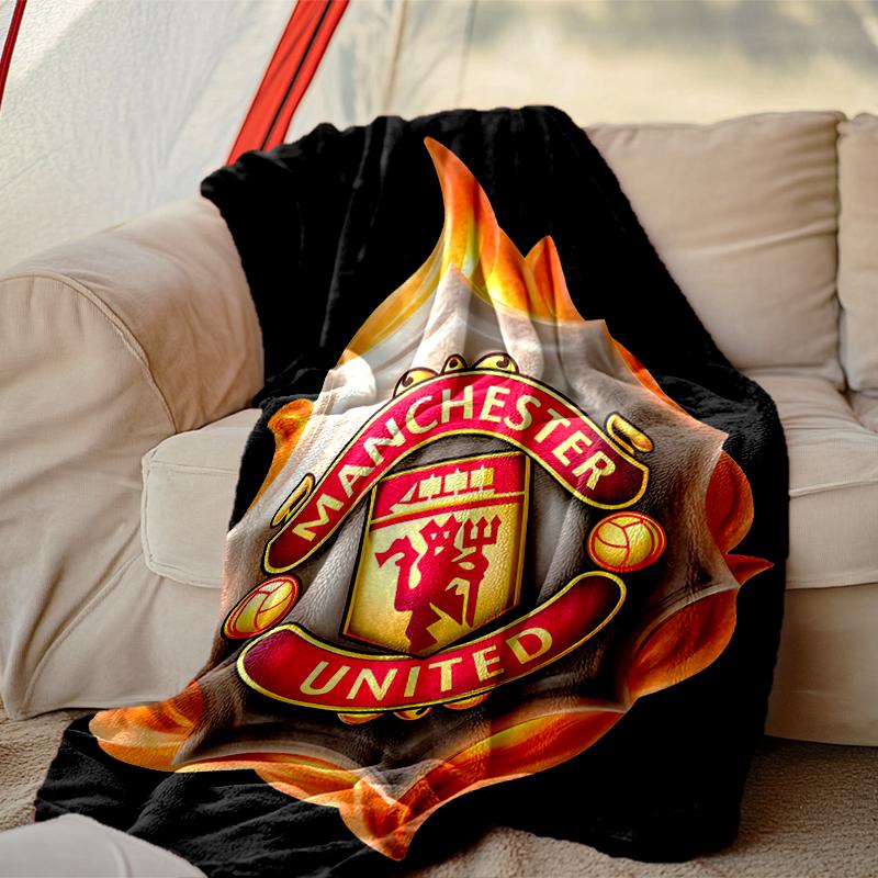 1pc Manchester United Manchester City Blanket, Cozy Printed Throw Blanket, A Heartfelt Gift for Your Family and Friends