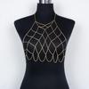 Body Chain Geometric Sexy Hollow Out Crossover Electroplating Dress Up Vacation Gift Women Mesh Bikini Bra Chain Harness Necklace Jewelry Beach Wear