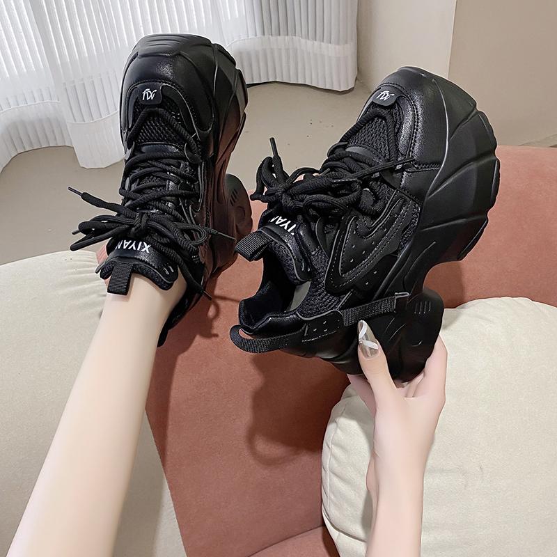 Модная женская спортивная обувь, увеличивающая рост на 9 см, сетчатый верх, толстая подошва, кроссовки для папы, весна-лето, новый стиль, подходит для маленьких размеров