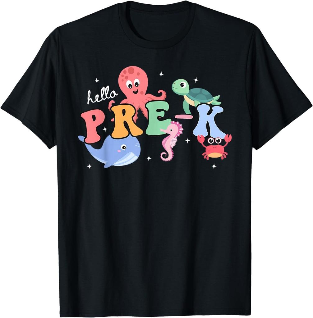 Hello Pre-K Teacher Ocean Animal Preschool Back to School T-Shirt