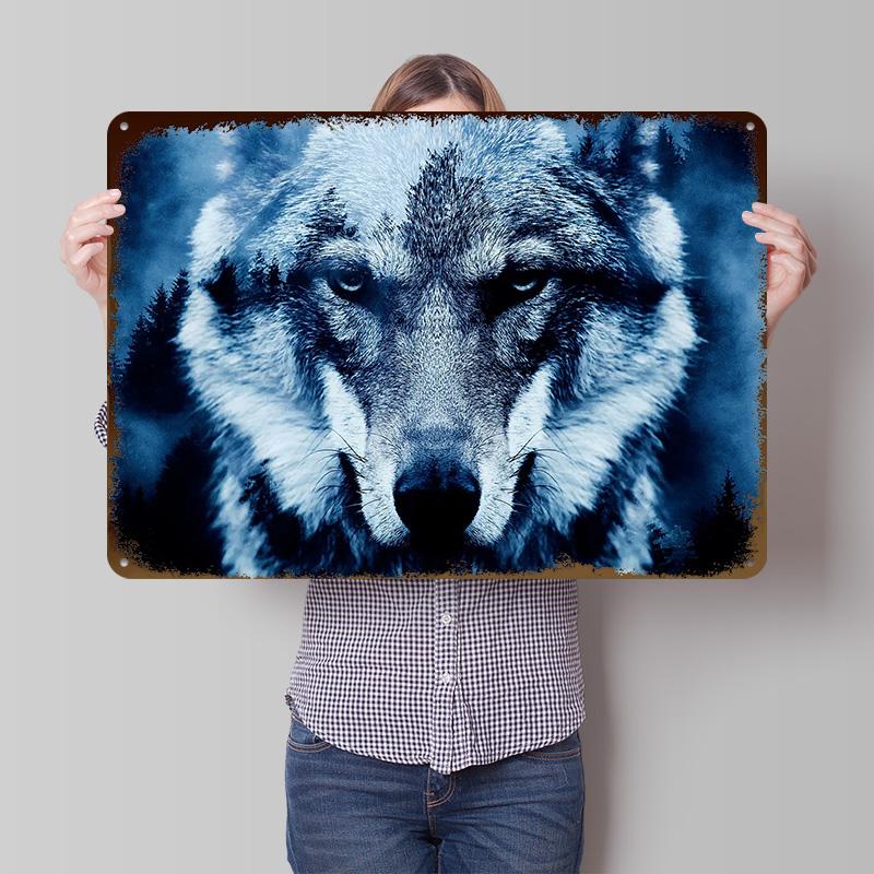 Wolf and Forest Tin Poster Customized Wall Art Retro Vintage Metal Signs for Fans Room Bar Accessories Decoration Gaming House