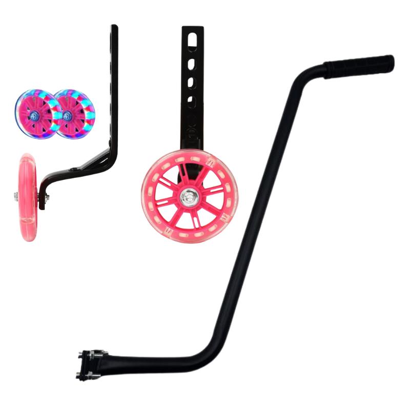 Side wheels for children' bikes LED guide stick for learning to ride