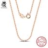 Italian 925 Sterling Silver Neck Chain Rose Gold Color 1.0mm Cable Chain Necklace Silver O-chain Cross Chain