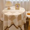 British Plaid Flannel Tablecloth Light Luxury Retro Round Table Cloth Coffee Table Cover Dustproof Dining Table Fabric