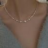 Broken Silver Pearl Necklace Light Luxury High Sense Simple Personality Design Collarbone Chain Fashionable Niche Versatile Item Decoration