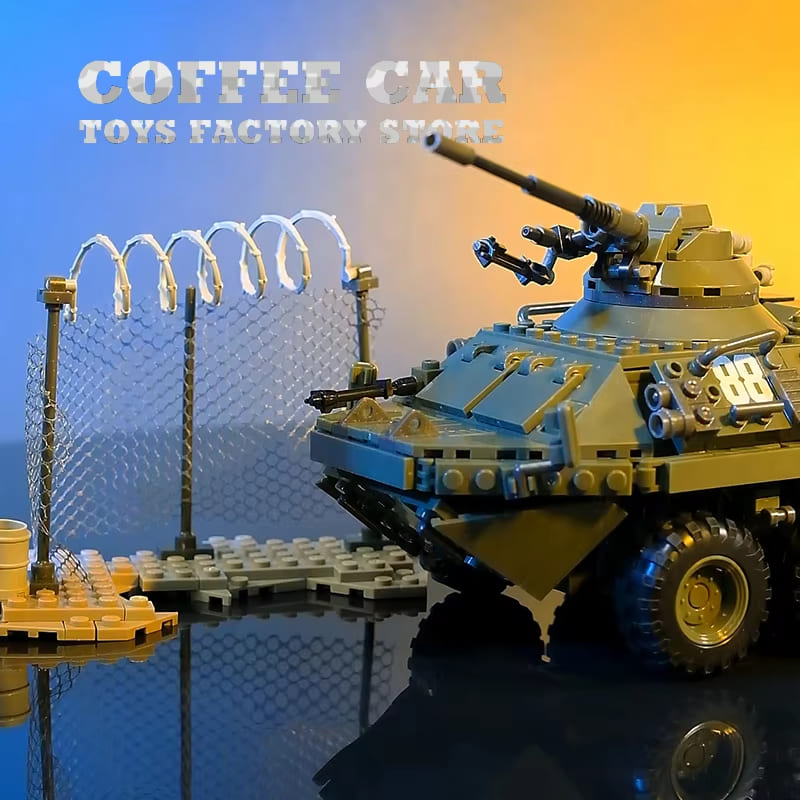 2024 Новая военная серия Второй мировой войны, восьмиколесная тяжелая бронированная машина, сборная игрушка, строительные блоки, устойчивая к падениям, модель из материала, подарок для мальчика