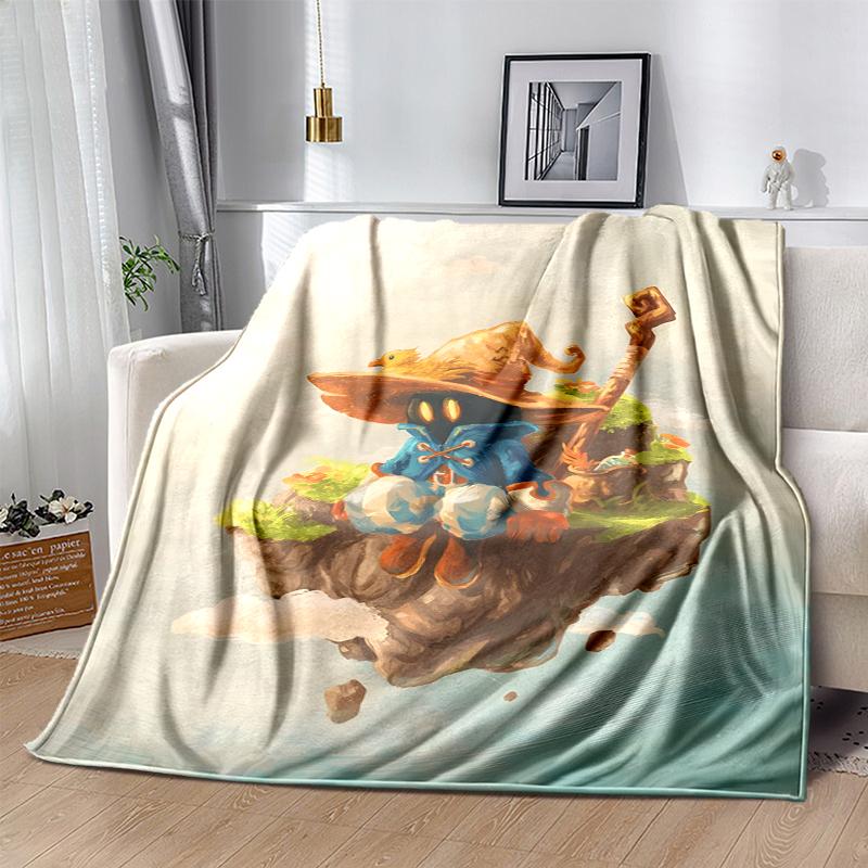 FF9 Vivi Flannel Blanket Soft Warm All-Season Throw, Design for Camping, Car Travel, Hiking Sofa, Bed, Office Perfect Gift for Parties