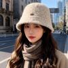 New Plush Fisherman Hat for Women with Large Head Circumference  Warm Plush Bucket Hat  Korean Style Fashionable Face Showing Small Basin Hat