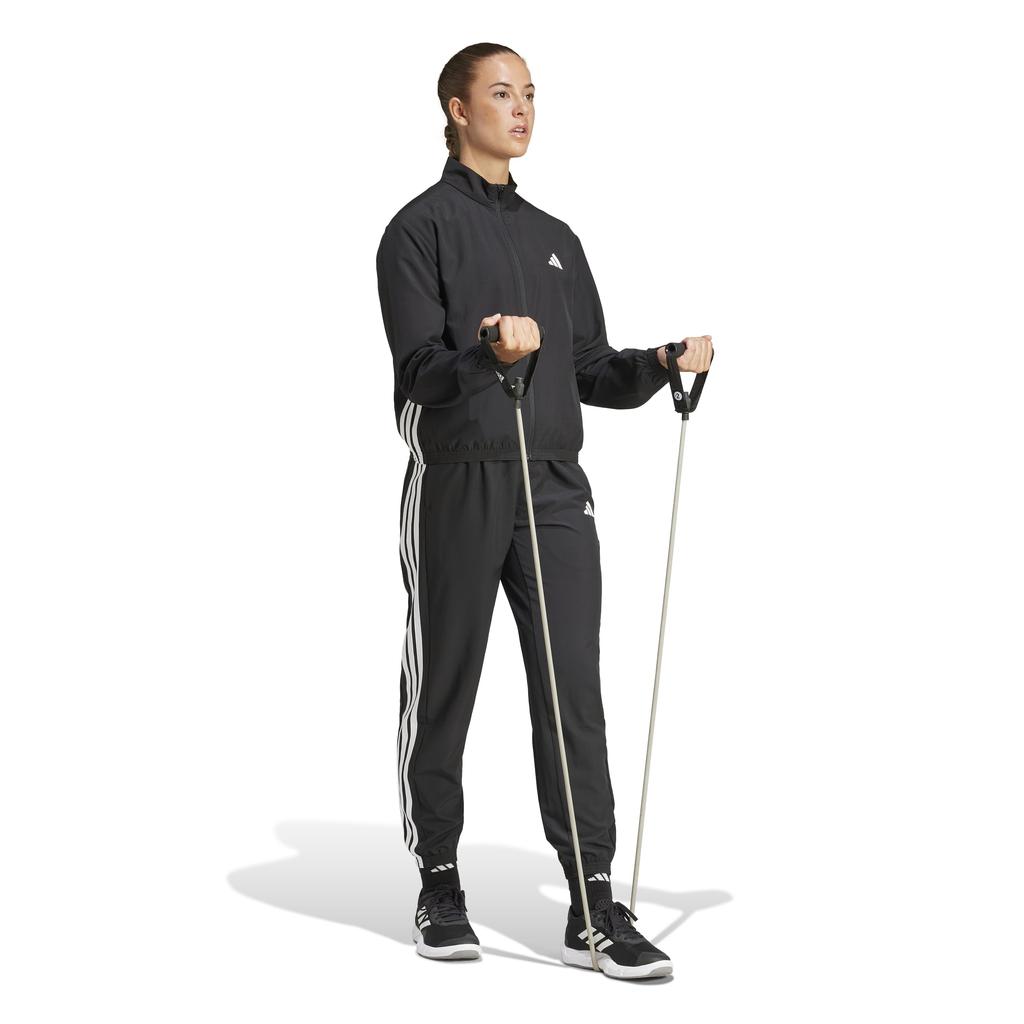 Женская тканая разминочная куртка Adidas Train Essentials с тремя полосками, черно-белая (KWC19) (JD6539)