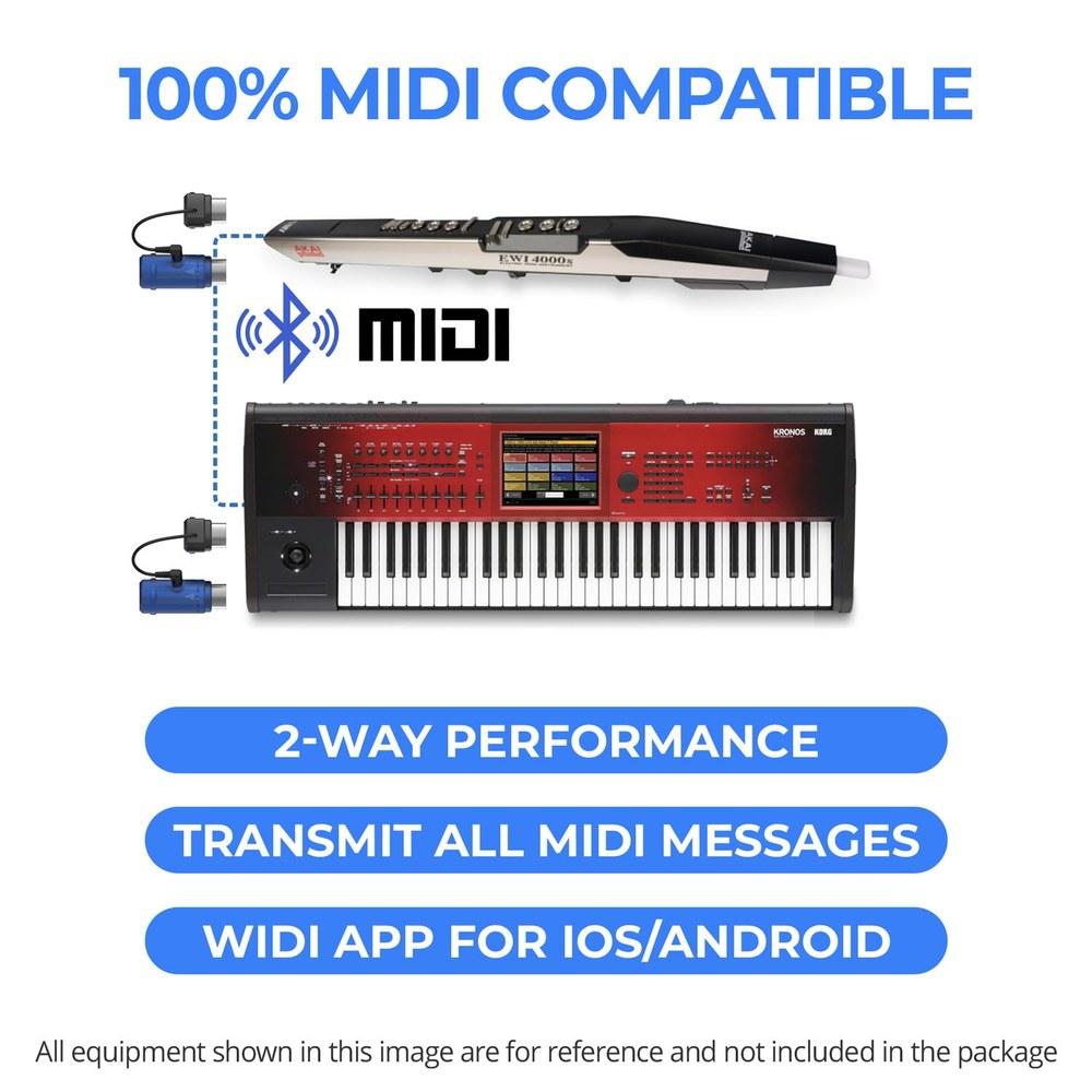 CME WIDI Master Bluetooth MIDI Adapter Blue 5-Pin DIN Compatible Ultra-Low Latency 3ms