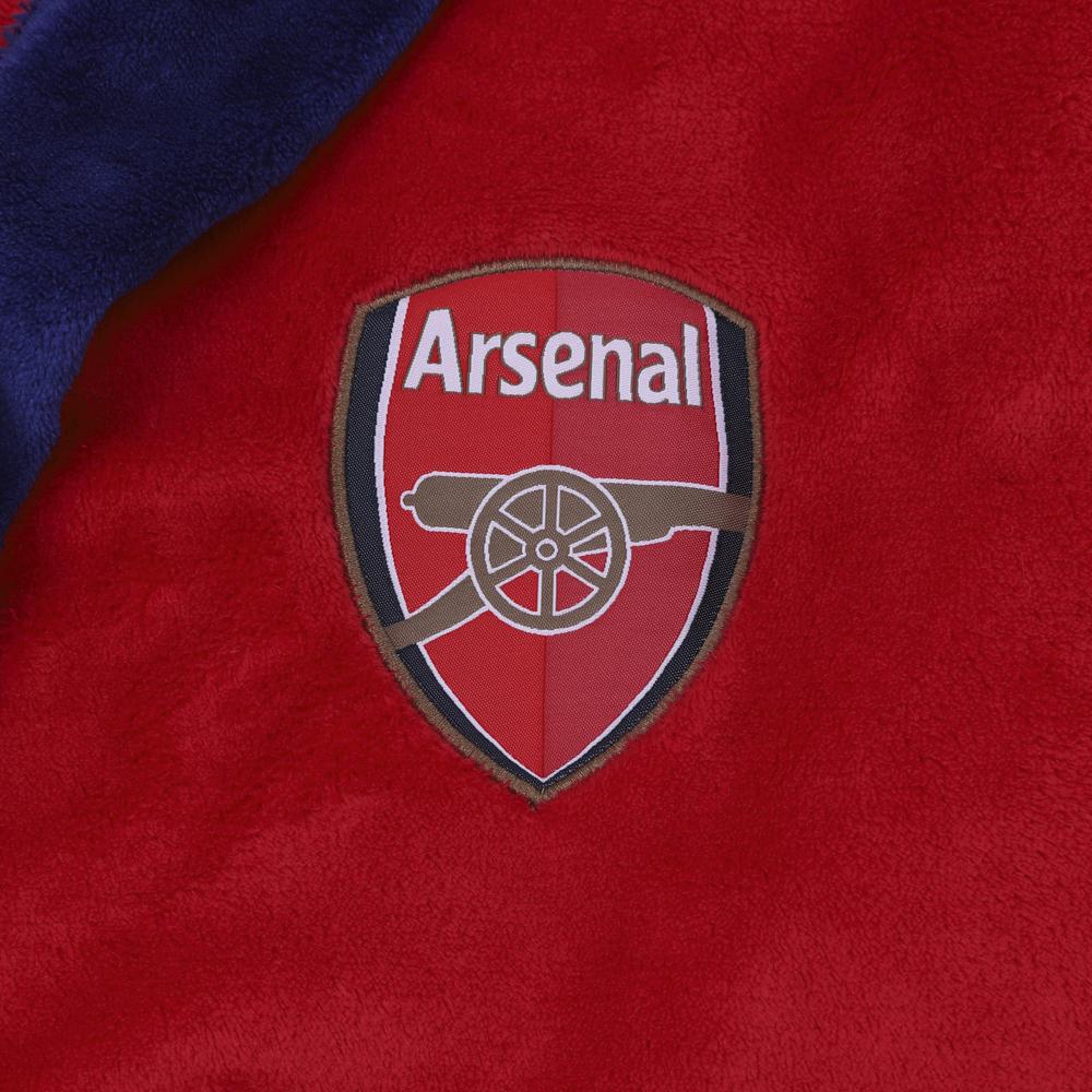 Arsenal FC Mens Crest Fleece Contrast Trim Dressing Gown