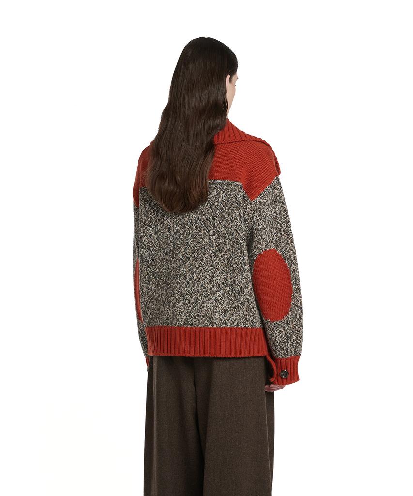 Trunk Project Collar Paneled Cardigan_Orange
