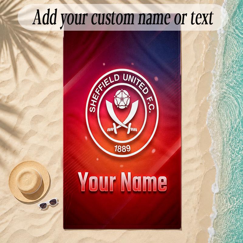 Beach TowelSheffield United FC Custom Name Text Personalized Soft Towel for Beach Pool Indoor Home Decor Gift