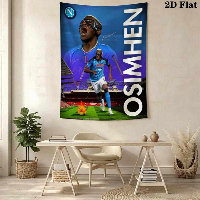 SSC Napoli Champions Team Photo Tapestry, Blue Team Wall Hanging, Football Squad Wall Tapestry for Bedroom Living Room Fan Decor