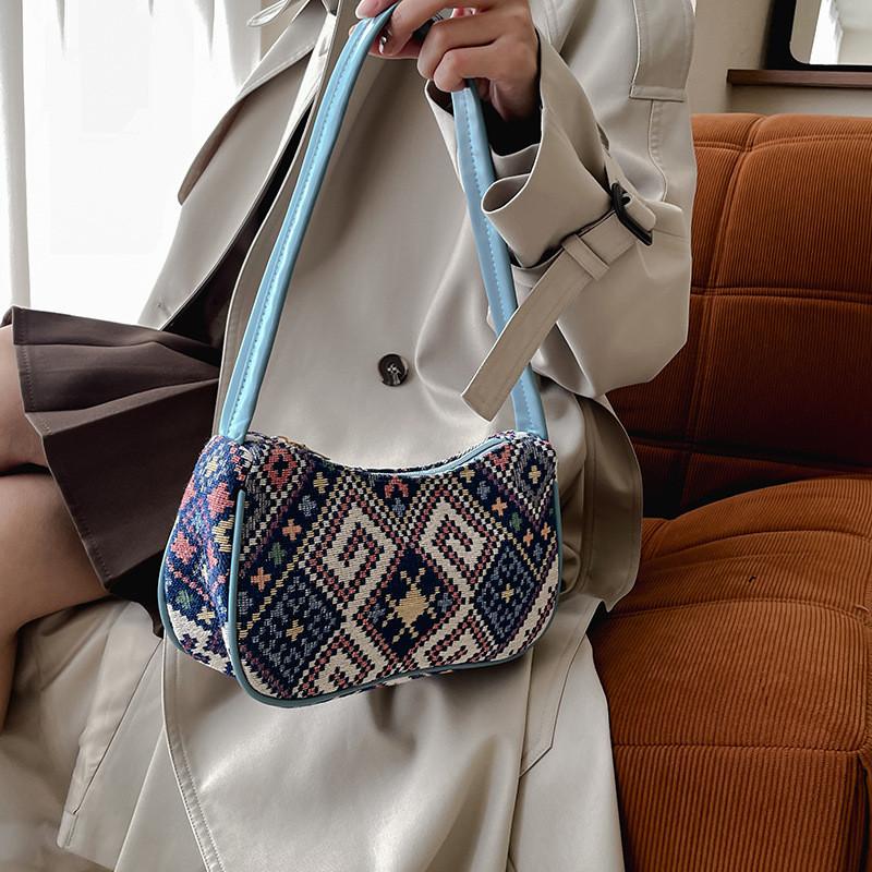 Chic Color Block Design Handbag For Everyday Use With Spacious Nylon Lining