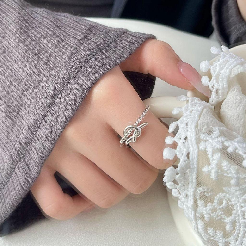 3D Wave Heart Knot Open Ring - Adjustable Size, Simple Cool Style Jewelry