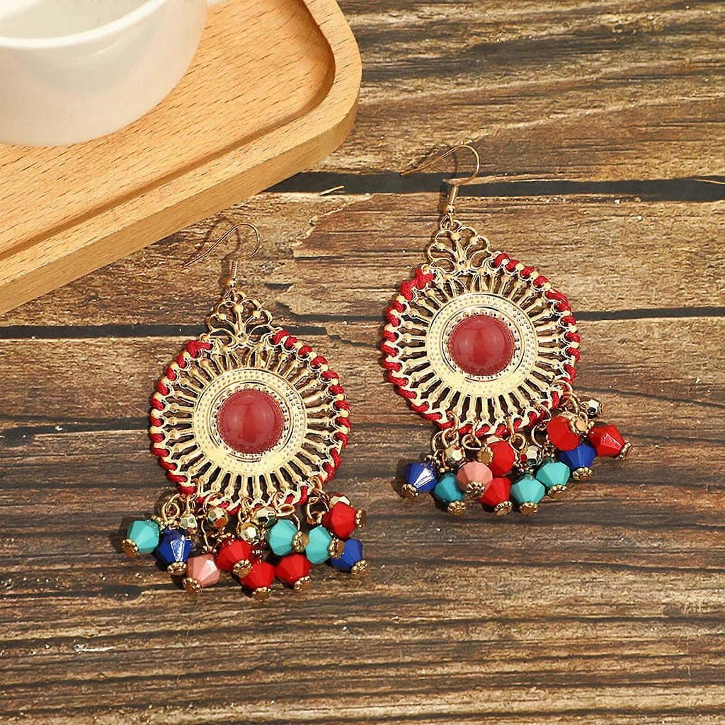 a Pair of Ethnic Style Travel Earrings Holiday Vintage Handmade Bohemian Style Earrings Tassel Eardrop Jewelry