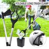 Foldable Rubbish Pickup Pick Up Grabber Garbage Clip Pickup Device Sanitation Tools Clamp Suction Cup Claw Hand Plier Black+Silver