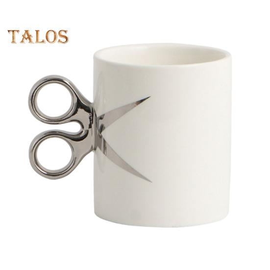 Керамическая кружка с ручкой в виде ножниц 350 мл, новинка, парикмахерская, чайная кружка для кофе, подарочная кружка с разноцветной глазурью