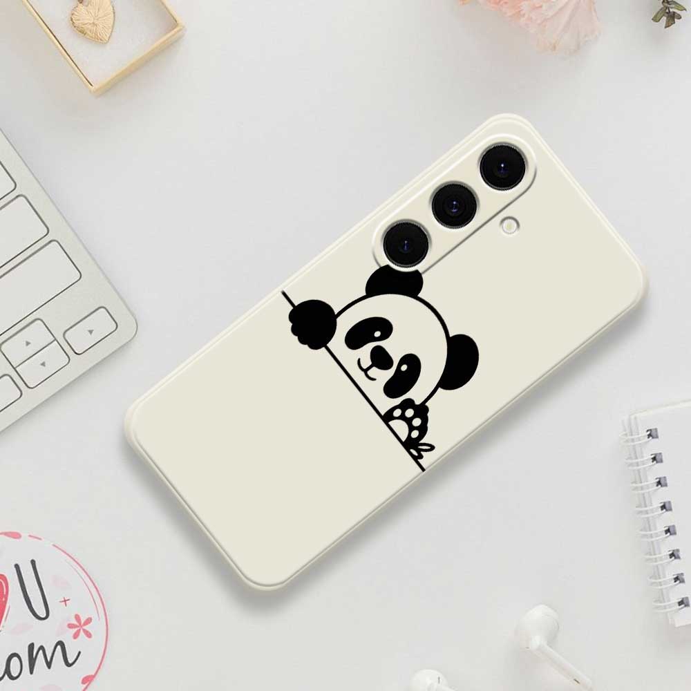 For Samsung Galaxy S25 FE Case Panda Head Pattern Printing Straight Edge TPU Phone Back Cover