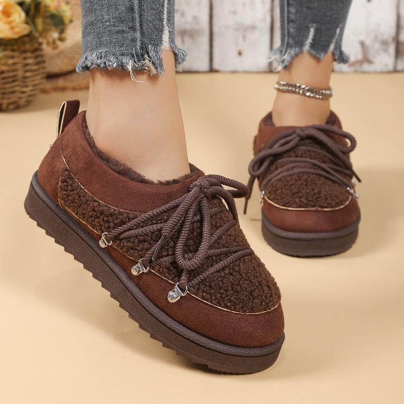 Зимние новые ботинки большого размера на толстой подошве, бархатные, с утолщенными ремешками, женские теплые ботинки из овечьей шерсти, короткие ботинки, хлопковая обувь